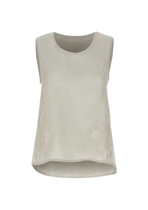 MAURIZIO MYKONOS lace-embroidered sleeveless blouse - Neutrals