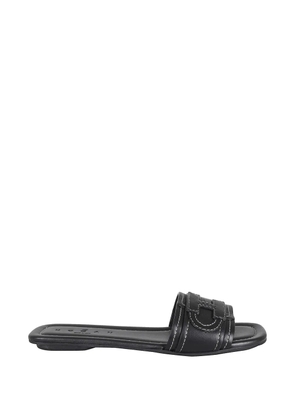 Hogan H685 contrast-stitch H logo sandals - Black