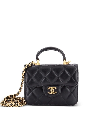 CHANEL Pre-Owned Top Handle Flap Coin Purse with Chain Quilted Lambskin crossbody bag - Black