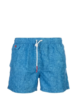 Kiton crosshatch-print swim shorts - Blue