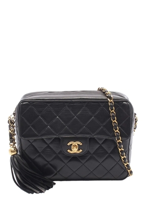 CHANEL Pre-Owned 1994-1996 CC Quilted Lambskin Tassel Camera Bag crossbody bag - Black