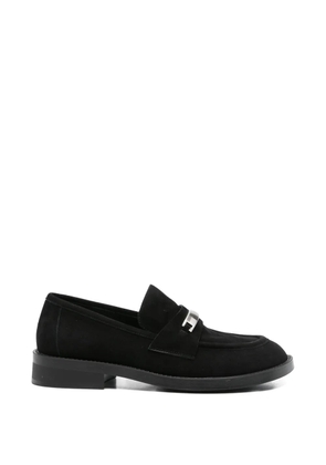ADRIANNA FERETTI plaque-detail suede loafers - Black