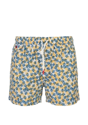 Kiton geometric-print swim shorts - White