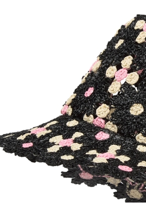 FENDI crochet-knit floral-pattern bucket hat - Black