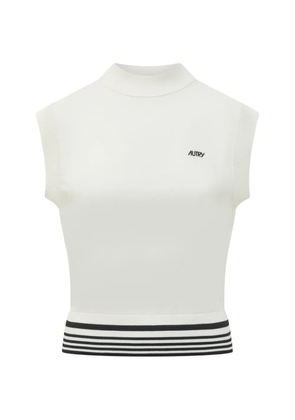 Autry logo-print striped-hem top - White