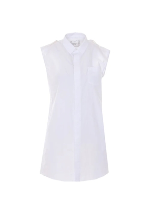 sacai tulle-panelled sleeveless dress - White