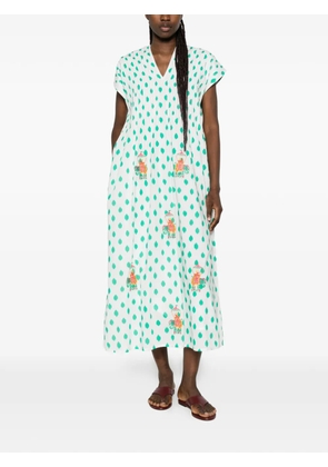 NIMO WITH LOVE embroidered polka-dot midi dress - White