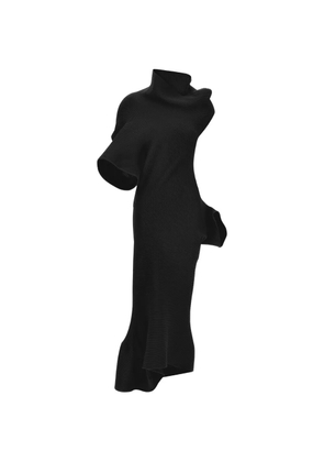 Issey Miyake Life form asymmetric ribbed dress - Black