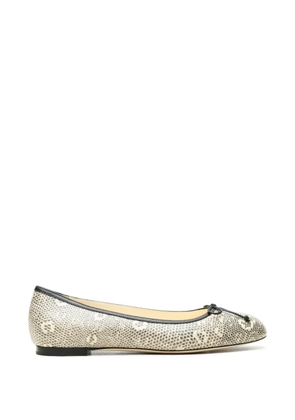 Manolo Blahnik snakeskin-effect bow ballet flats - Neutrals