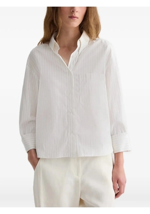 TWP pinstripe-pattern patch-pocket shirt - White