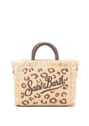 MC2 Saint Barth mini Vanity leopard-print frayed tote bag - Neutrals