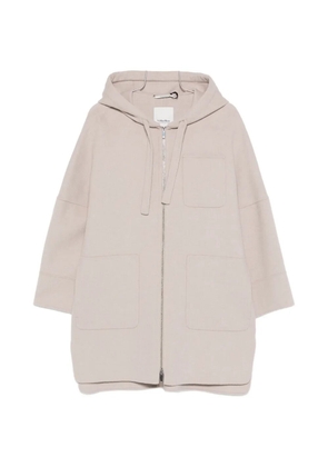 'S Max Mara hooded zip-up coat - Neutrals