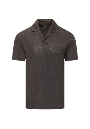 Zegna Oasi Lino polo-collar T-shirt - Brown