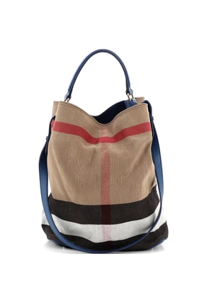Burberry Pre-Owned Ashby Bag House Check Canvas Medium bucket bag - Blue