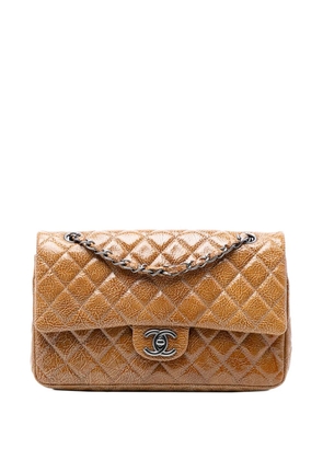 CHANEL Pre-Owned 2008-2009 Medium Classic Crinkled Patent Double Flap shoulder bag - Brown