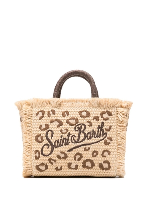 MC2 Saint Barth mini Vanity leopard-print frayed tote bag - Neutrals