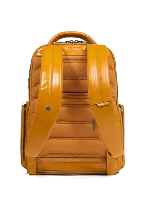 PIQUADRO logo-plaque leather backpack - Orange