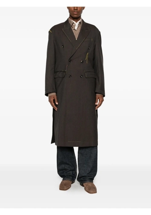 SEWMOD contrast-stitch double-breasted coat - Brown