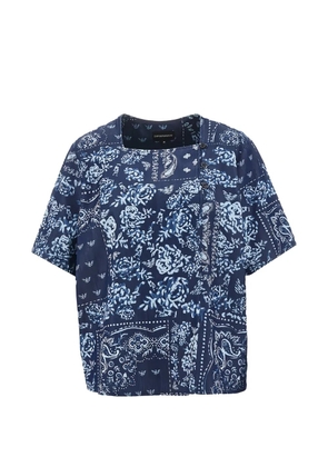 Emporio Armani floral-patchwork cotton blouse - Blue