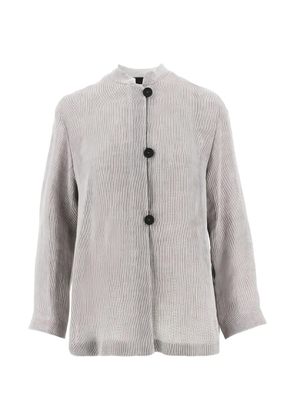 Emporio Armani textured band-collar jacket - Grey