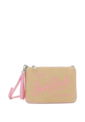 MC2 Saint Barth Kids logo-embroidered woven clutch bag - Neutrals