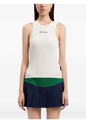 Palm Angels logo-print ribbed tank top - White