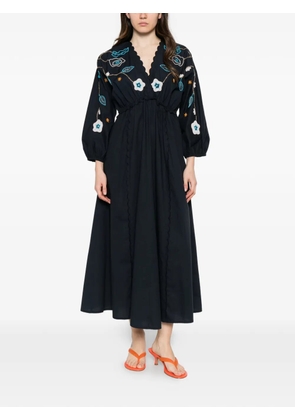 Forte Forte beaded-motifs scalloped dress - Blue