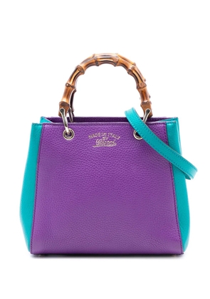 Gucci Pre-Owned 2016-2025 Mini Bicolor Calfskin Bamboo Shopper satchel - Purple