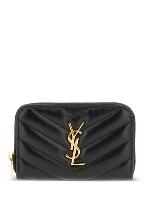 Saint Laurent Cassandre quilted-leather zip wallet - Black