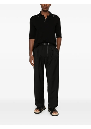 Lardini contrast-trim open-collar T-shirt - Black