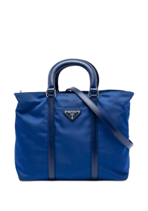 Prada Pre-Owned 2013-2026 Vitello Trimmed Tessuto satchel - Blue