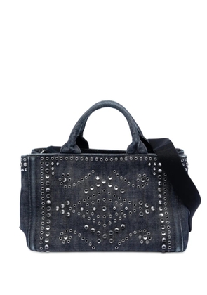 Prada Pre-Owned 2013-2025 Studded Denim Canapa Logo satchel - Grey