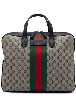 Gucci Pre-Owned 2016-2025 GG Supreme Web Briefcase business bag - Neutrals