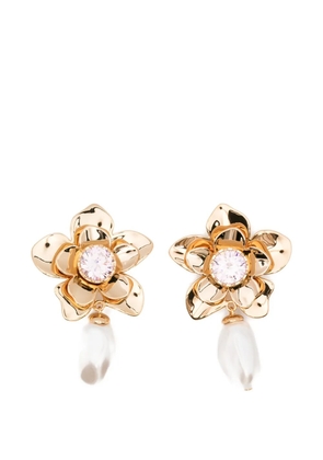 Self-Portrait flower-motif earrings - Gold