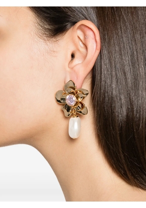 Self-Portrait flower-motif earrings - Gold