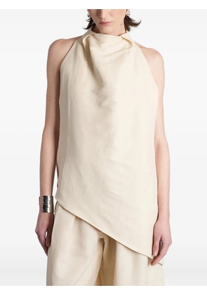 BATAKOVIC Belgrade asymmetric halter-neck linen top - Neutrals