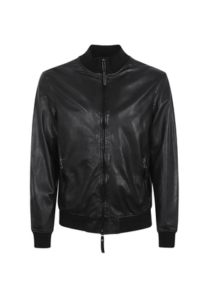 Sword leather bomber jacket - Black