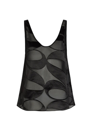 DELOS Mira velvet-devoré sheer top - Black