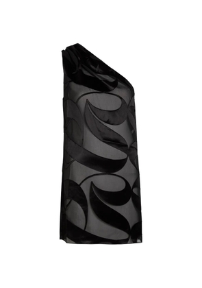 DELOS Amaris one-shoulder devoré dress - Black