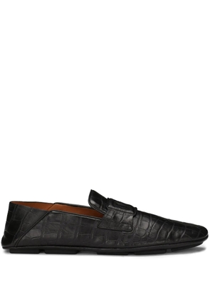 Dolce & Gabbana DG logo embossed-crocodile leather loafers - Black