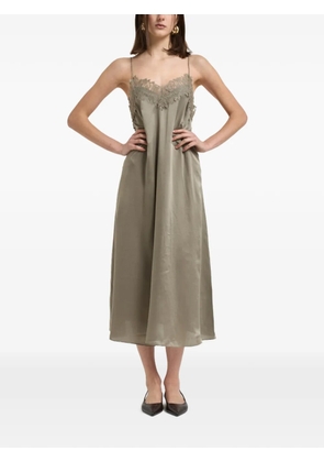 IRO lace-trim satin midi dress - Green