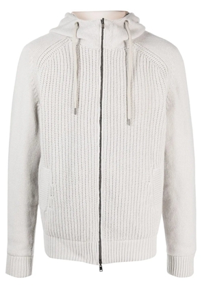 Herno zip-fastening wool hooded jacket - Grey