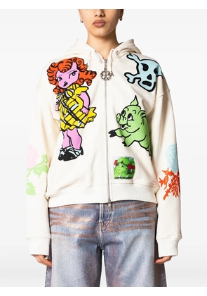Chopova Lowena Cry Baby graphic-print zip-up hoodie - White