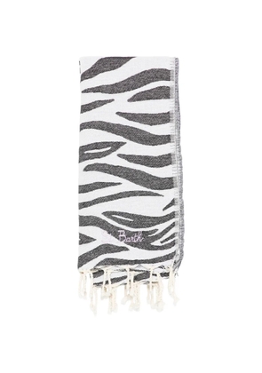 MC2 Saint Barth zebra-print fringed beach towel - White
