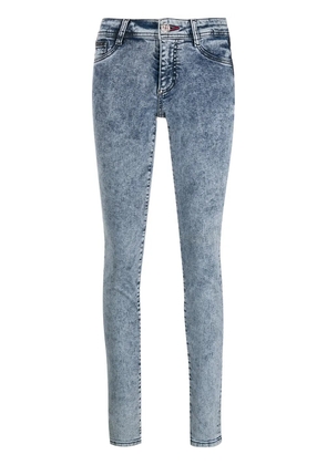 Philipp Plein acid wash denim leggings - Blue