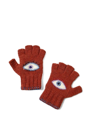 KAPITAL embroidered-detail gloves - Orange