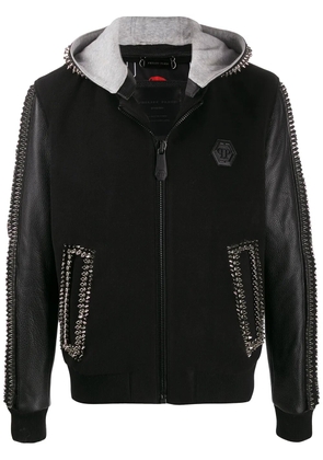 Philipp Plein studded hooded jacket - Black