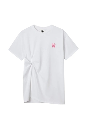 b+ab cat-print twist-detail T-shirt - White