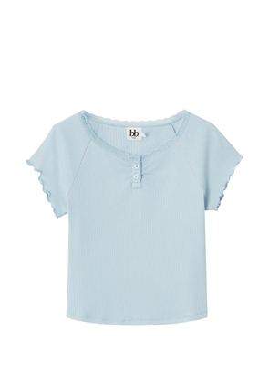 b+ab lace-trim ribbed T-shirt - Blue