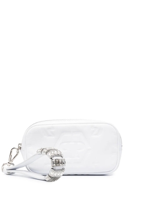 Philipp Plein embossed monogram mini clutch - White